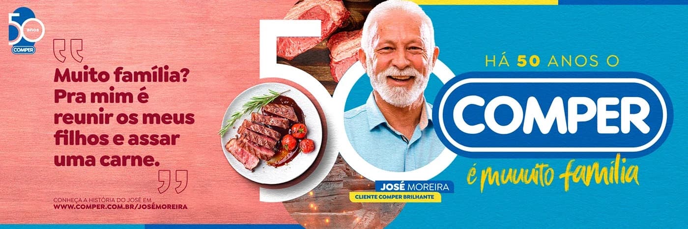 Peça de depoimento do cliente José Moreira para a campanha 50 anos