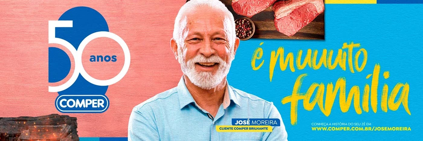 Peça da campanha 50 anos com o cliente José Moreira