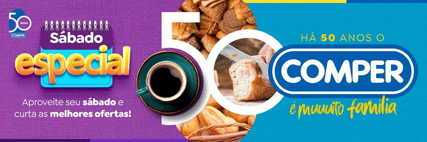 Peça promocional Sábado Especial da campanha 50 anos Comper