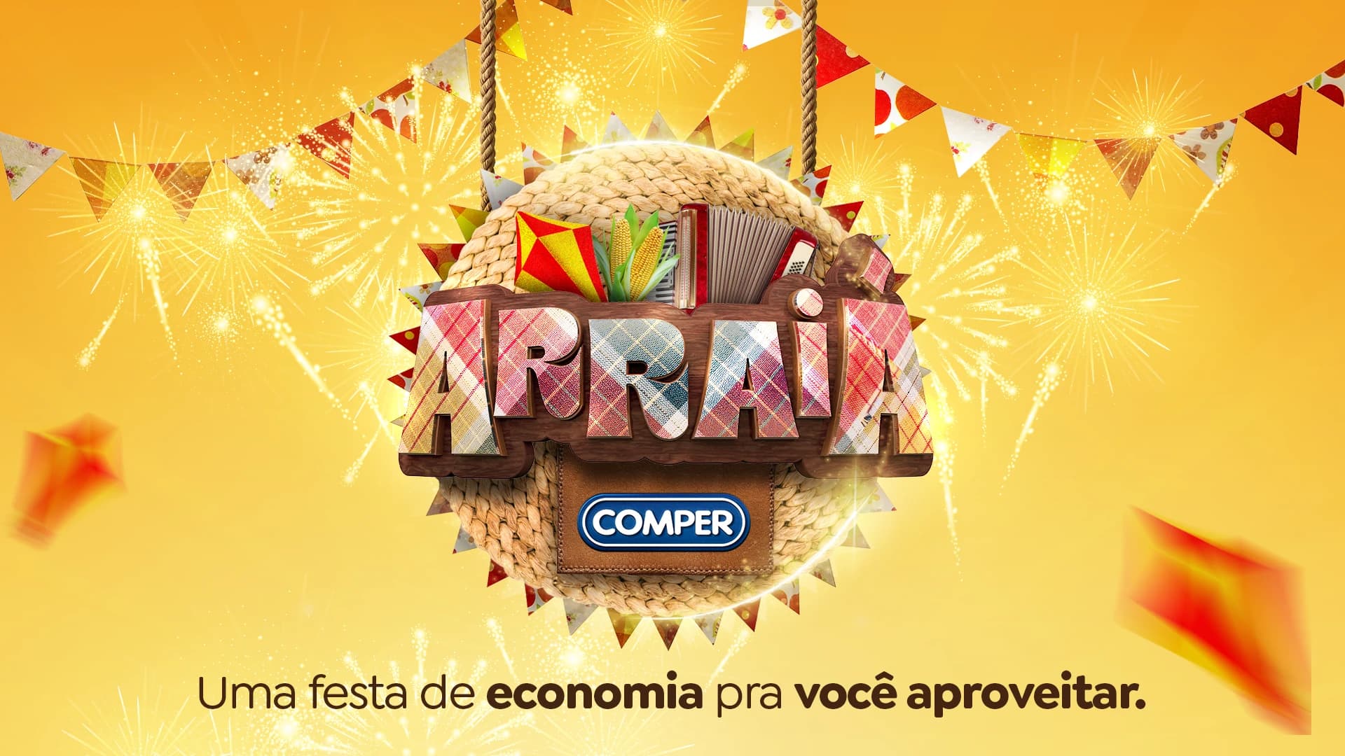 Selo Arraiá Comper com chamada promocional
