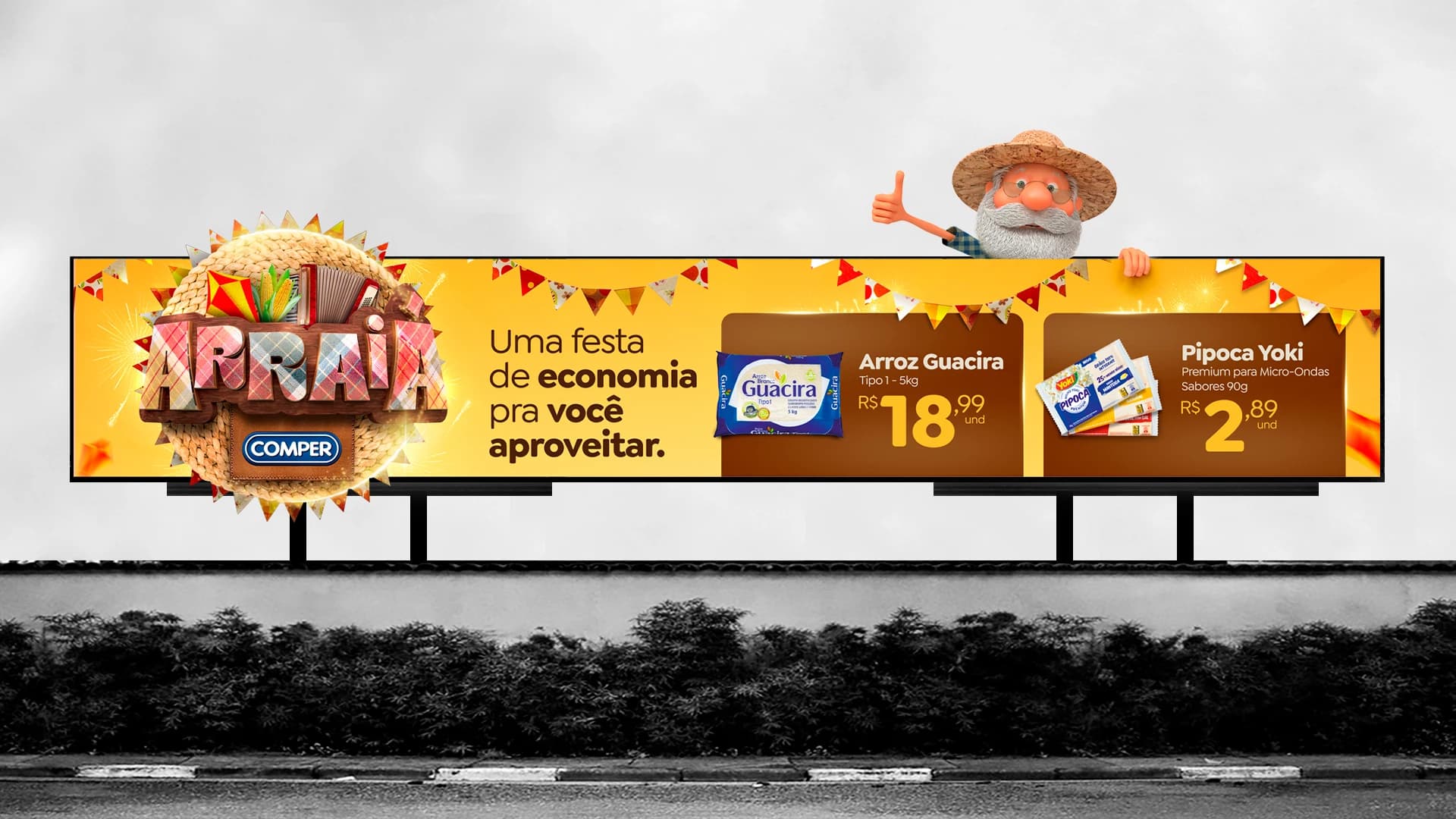 Outdoor da campanha Arraiá Comper
