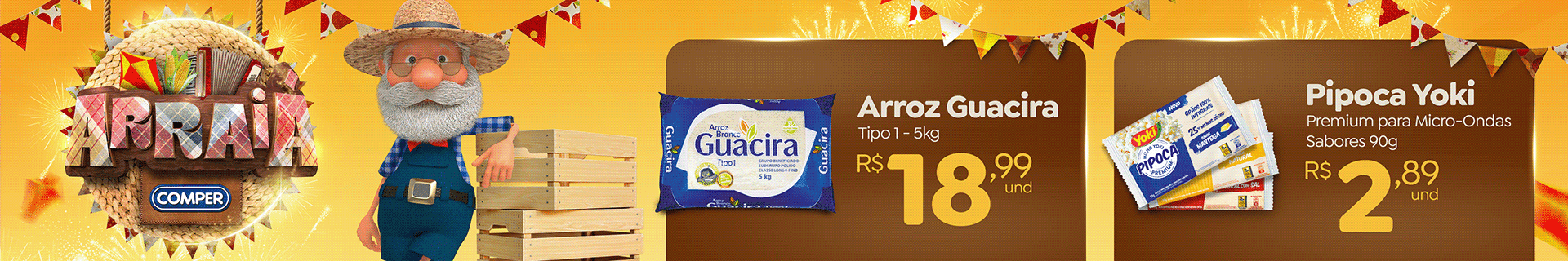 Régua horizontal de ofertas Arraiá Comper