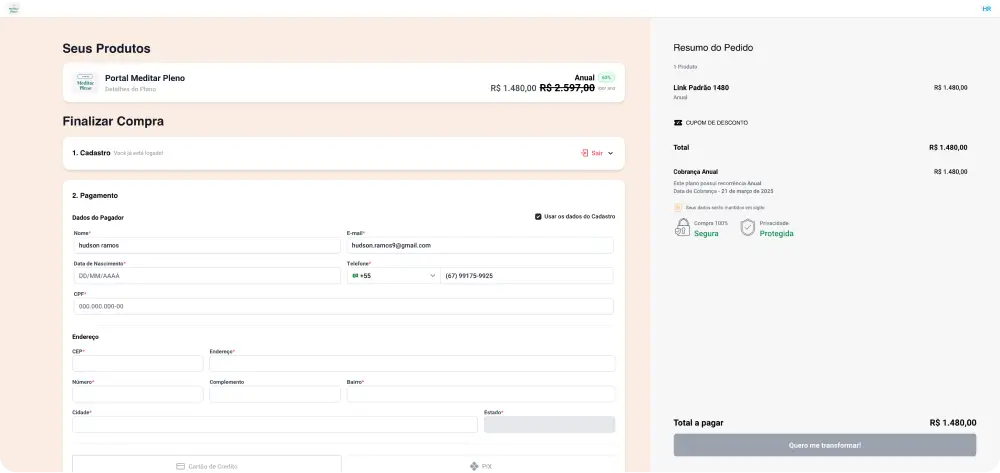 Checkout no fluxo anterior