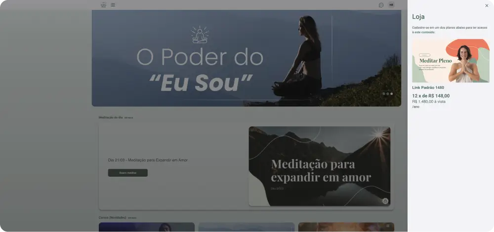 Aba de loja da plataforma