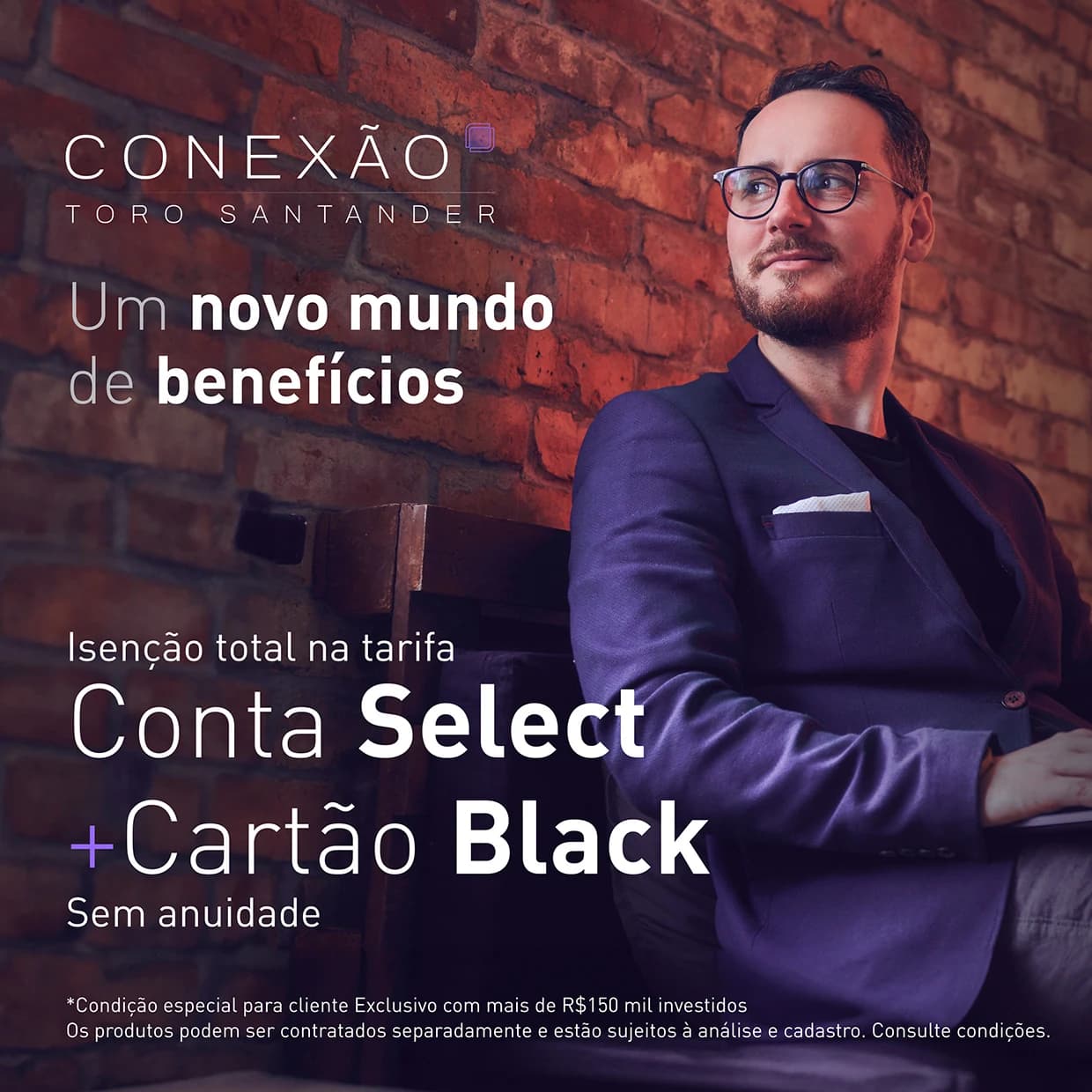 Post para redes sociais da campanha Conexão Toro Santander, variação com retrato do cliente