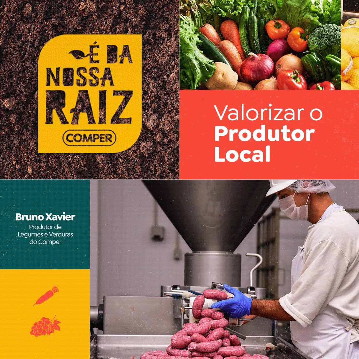 Card Valorizar o Produtor Local com fotografia de produção da campanha É da nossa raiz