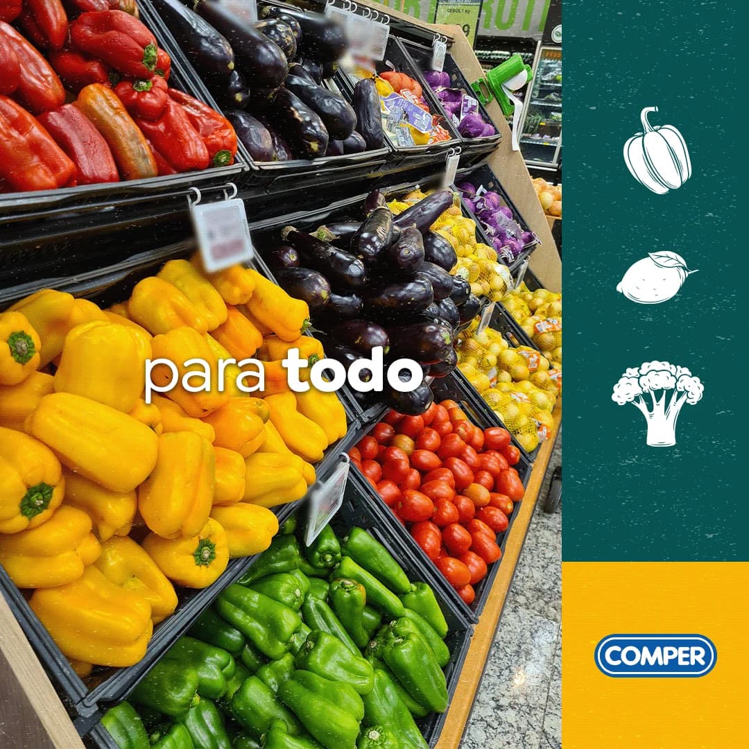 Painel para todo com fotografia de banca de hortifrúti da campanha É da nossa raiz