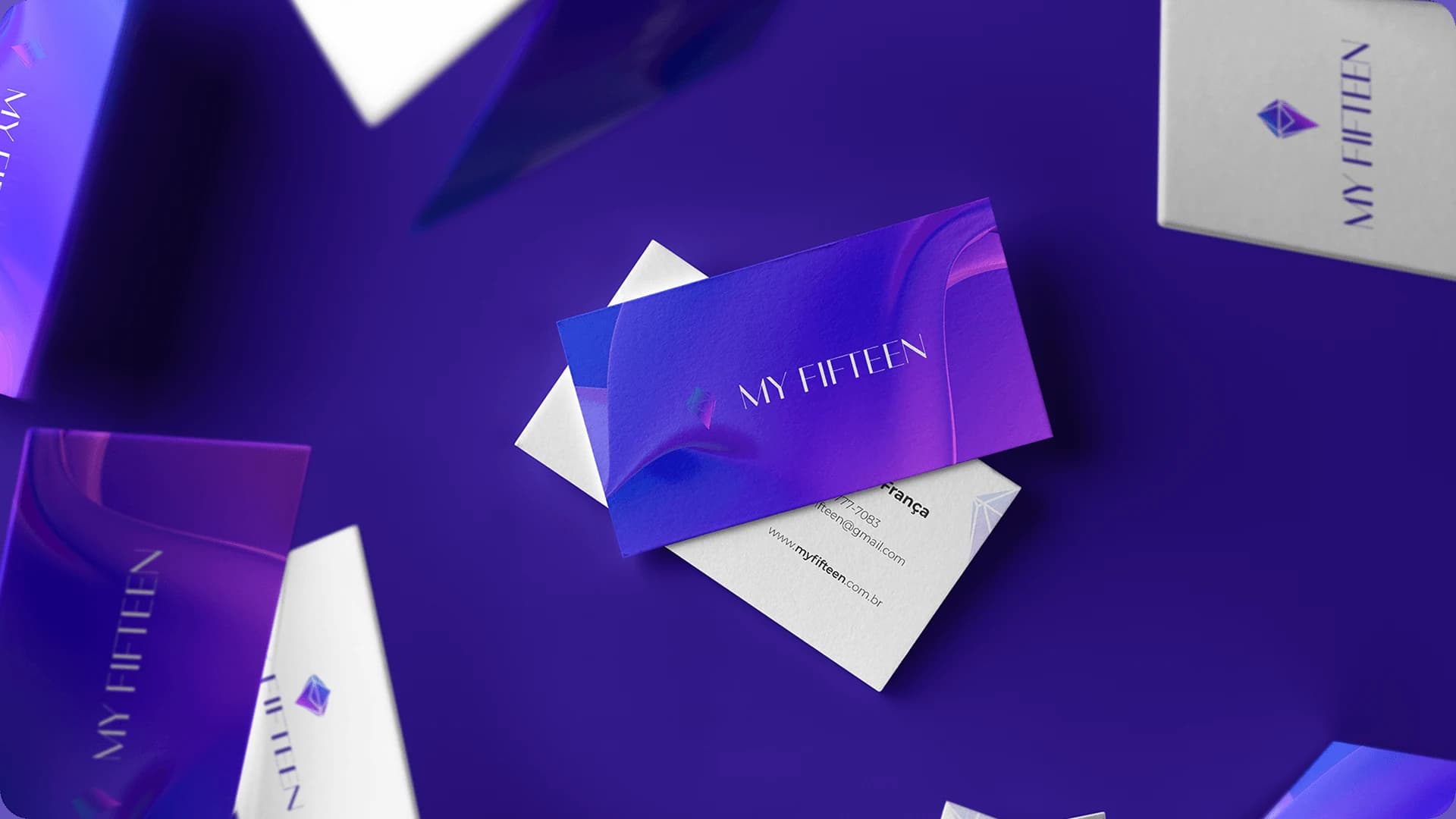 Cartões de visita da identidade My Fifteen em gradiente roxo