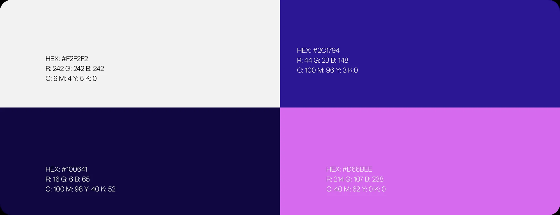 Paleta de cores roxo, violeta e rosa da identidade My Fifteen