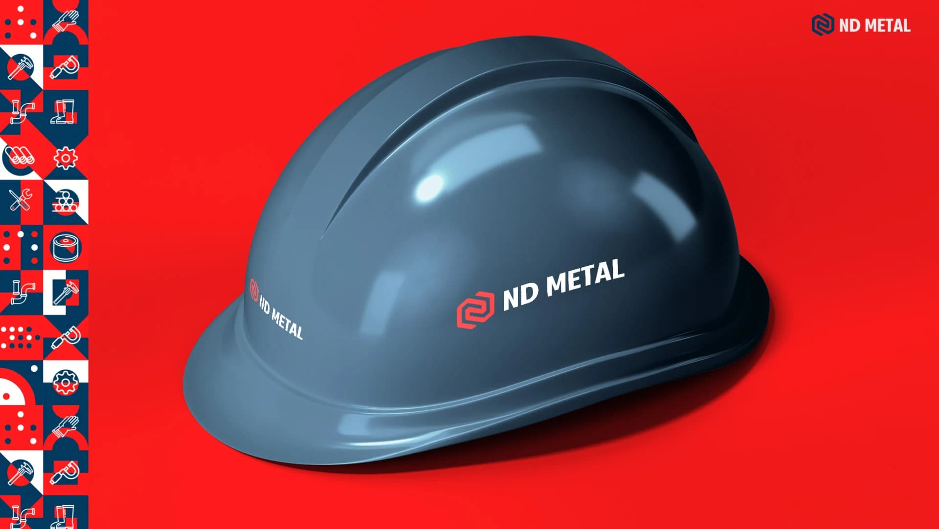 Aplicação da marca ND Metal em capacete de segurança