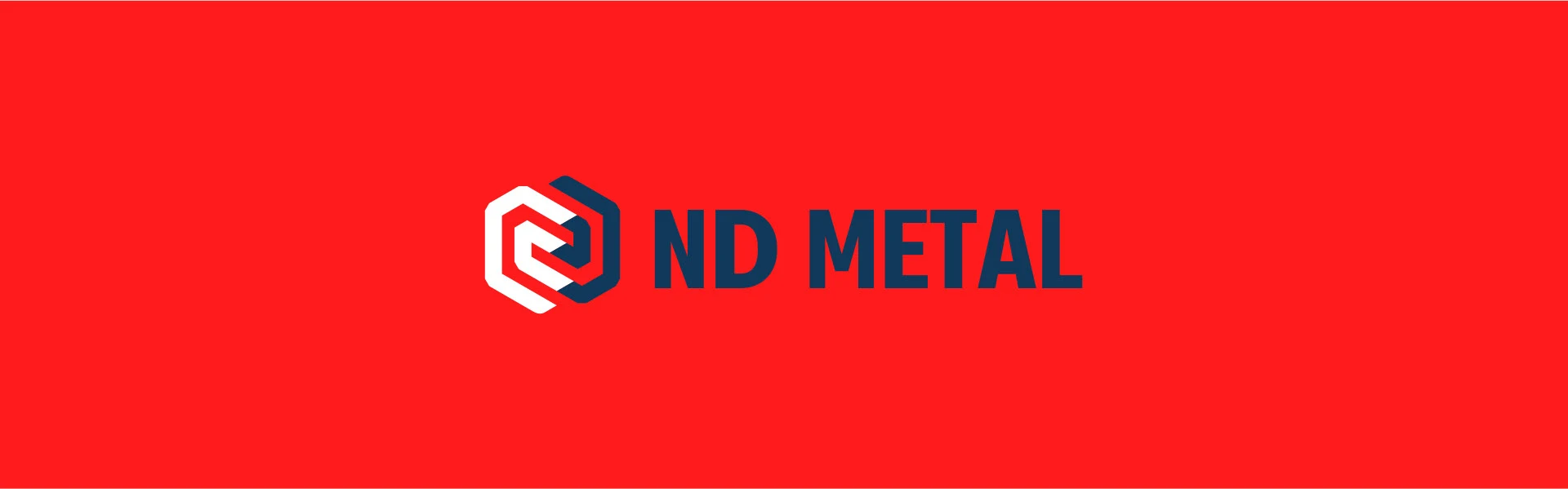 Logotipo ND Metal sobre fundo vermelho